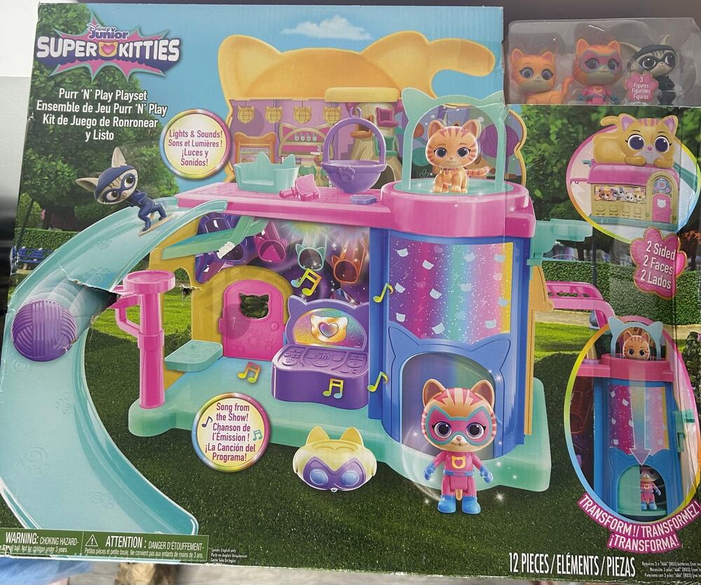 Disney Junior SuperKitties Purr N Play Playset 12 Pc Lights Sounds New